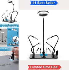 Soldering Station 6 Flexible Helping Hands 5X LED Magnifying Lamp 10 Brightness