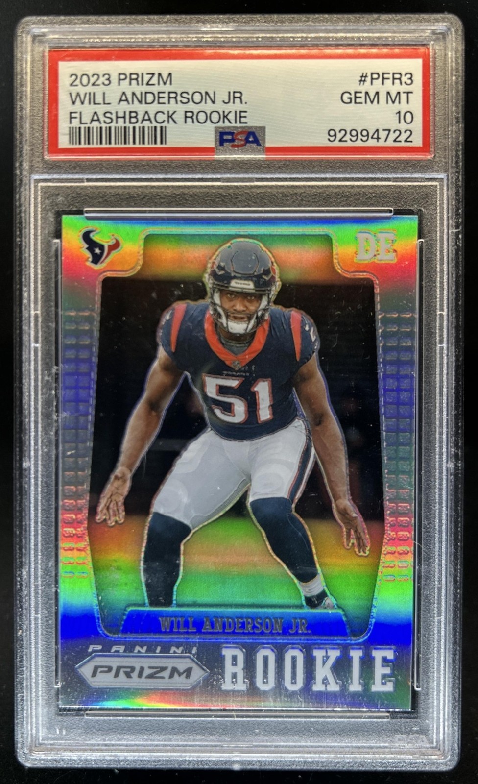 2023 Prizm Will Anderson Jr. Flashback Rookie Prizm Silver RC #PFR-3 PSA 10