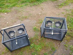 Small Black Metal Single Bird Cage Carrier with Carry Handle