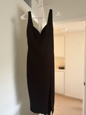 Nasty Gal Womens Size S Black Solid Sleeveless V-Neck Long Pencil Dress