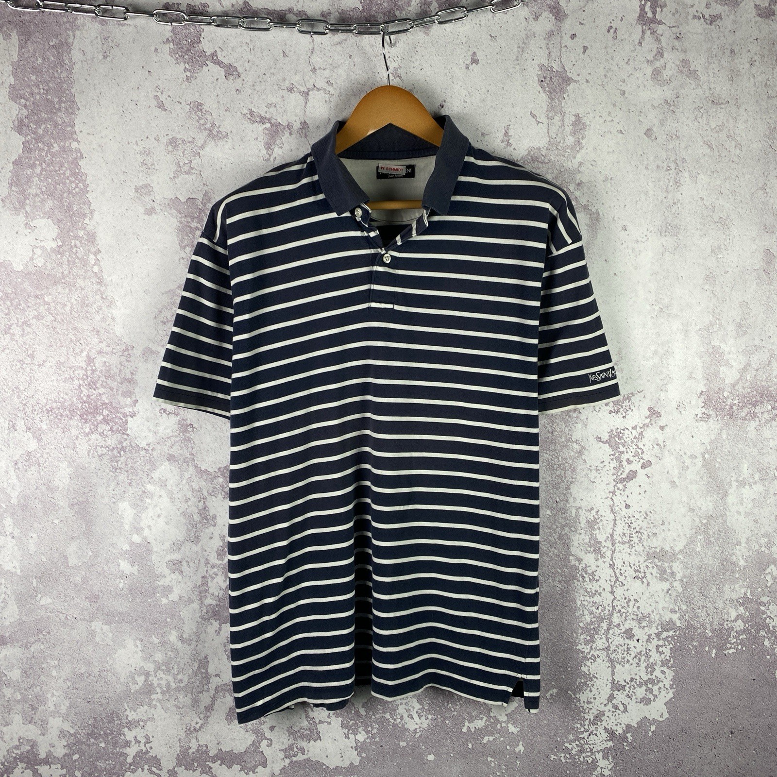 Polo Yves Saint Laurent YSL vintage lusso a righe Y2K uomo taglia XL