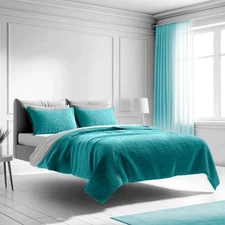 Mezzati Bedspread Coverlet Set Blue-Ocean Teal – Prestige Collection - Comfor...