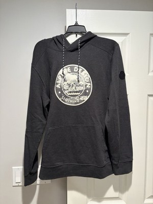 Alpine Design Black Fleece Pullover Hoodie Men's M Graphic Logo Pockets