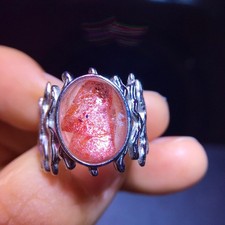 Natural Red Ghost, Red Golden Sand, Starry Sky Ring