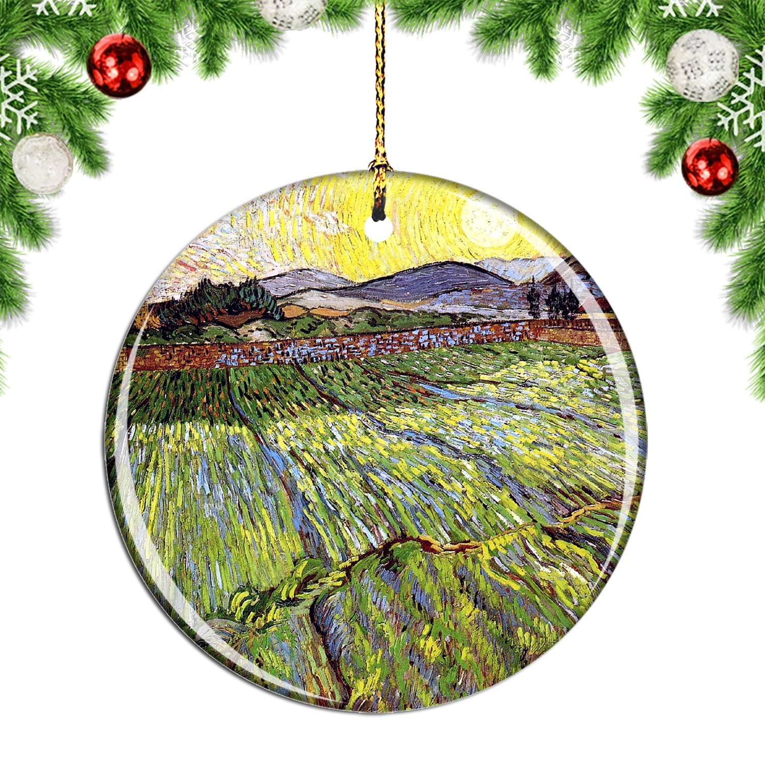Van Gogh Enclosed Field With Rising Sun Christmas ornament city travel souvenir