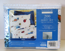 Home Trends Twin Sheet Set Cosmic Space Planets 200 Thread Count