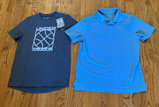 2 Boy's Under Armour Heat Gear Short Sleeve Shirts, Size YMD