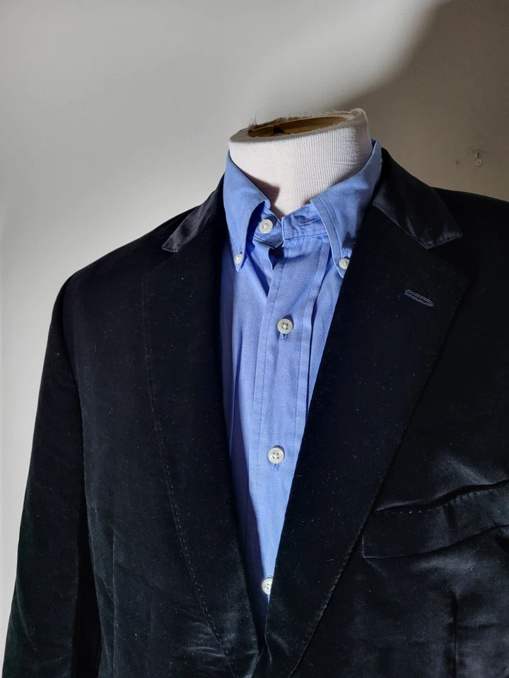 Duchamp Black Velvet Velour Smoking Dinner Evening Blazer Jacket Purple 44R nwot - Image 2 of 4