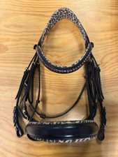 Halter Ego Safari Double Bridle w Light Rose Crystal Browband. Size XFULL. NQP.