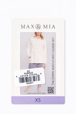 Max  Mia Striped Waffle Knit Lounge Set XS Purple White Long Sleeve 2 Piece
