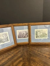 Lot 3 VTG Framed Paris Notre Dame Cathedral Prints France Art 14.5x12.75