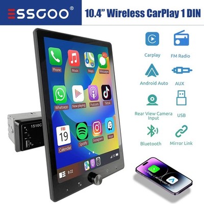 10,4'' Single DIN Wireless Apple CarPlay Android Auto Autoradio drehbarer Bildschirm