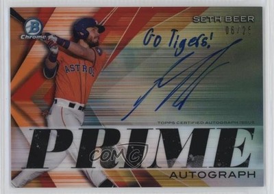 2019 Bowman Chrome Prime Signatures Orange Refractor 6/25 Seth Beer Auto sc2