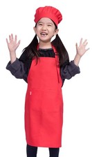 Kids Apron and Chef Hat Set, Children's Adjustable Bib Apron with 2 Pockets. ...