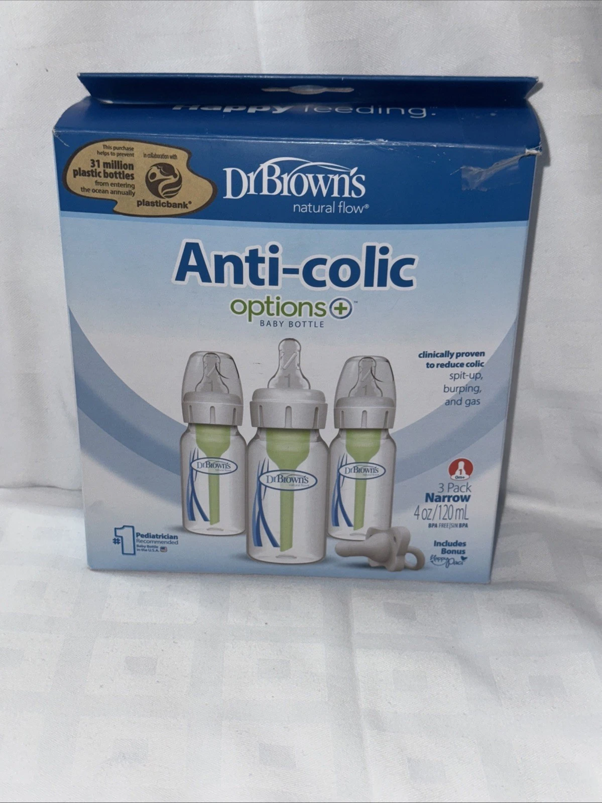 NEW Dr. Brown's Options+ Narrow Baby Bottle Level 1 4oz 3-Pack Anti-Colic Pump💗