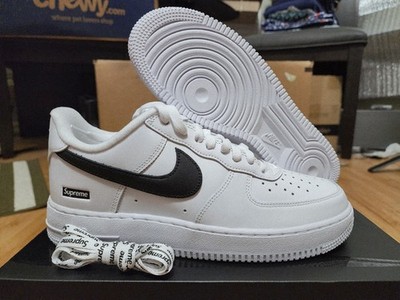 Nike Air Force 1 Low Supreme White Black Shoes CU9225-102 Men's 8 NEW WITH BOX