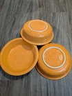Fiesta 7" Pasta Cereal Bowls Tangerine Orange Set Of 3 Fiestaware HLC Made USA
