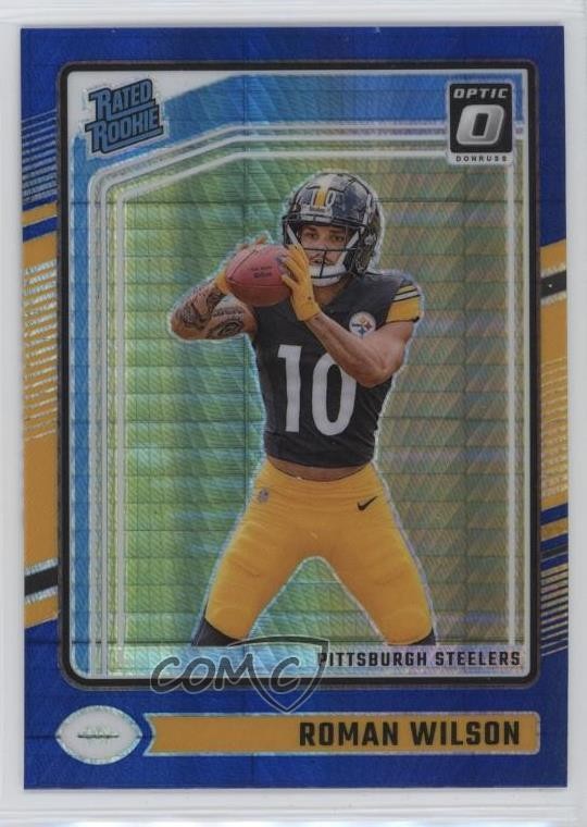 2024 Panini Donruss Optic Rated Blue Hyper Prizm Roman Wilson #285 Rookie RC