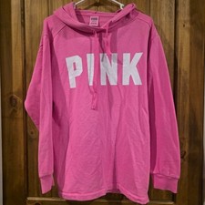Pink Victoria's Secret Womens Campus Pullover Hoodie Pink S Grunge Y2K Comfy