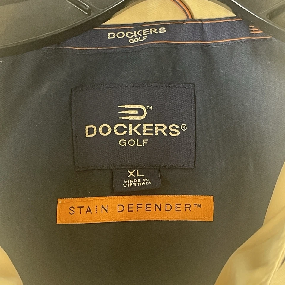 Dockers Golf Jacket Mens XL Windbreaker Stain Defender Cream Blue 1/4-Zip - Image 2 of 4