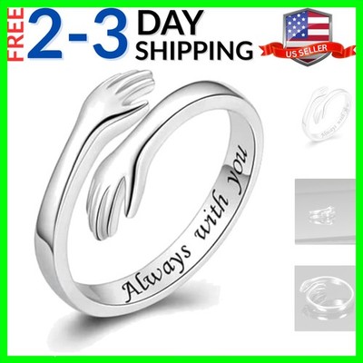 Hug Rings for Women Men Adjustable Finger Rings Silver Hug Open Ring hugging ...