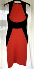 QUIZ ~ stretchy wiggle/bodycon dress ~ UK 8 ~ Coral & Black