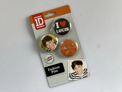 One Direction 1D Fashion Pins Set (2012) I Love Louis - Brand New Vintage Merch