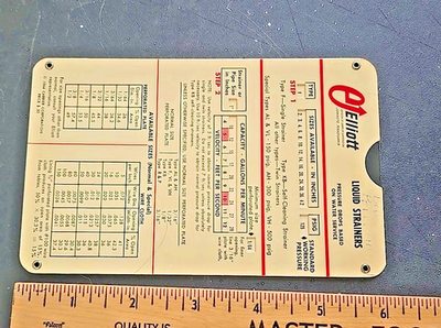 #ad Elliott Liq Strainer Pressure Calculator Slide Chart #x27;64 Penn Advertising READ $11.04