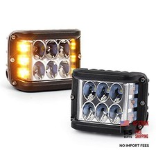 LED Side Shooter Pod Lights, 4 Inch Off Road Work Lights with White DRL yellow