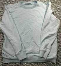 Fila Mens Light Blue Crewneck Sweatshirt With Logo Embroidery Size Large Cotton