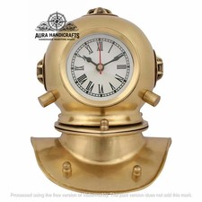AURA Deep Sea Diving Helmet Mark V Mini Nautical Clock Working Desk Collectible
