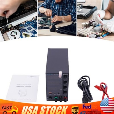 DC 0-30V 0-10A Power Supply Lab Variable Adjustable Regulated Bench Switching