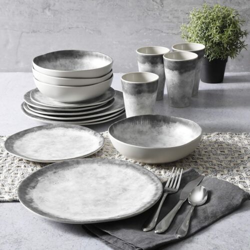 Home Granite Organic Round Melamine Plastic Dinnerware Set,Service for Four (16 - Picture 4 of 8