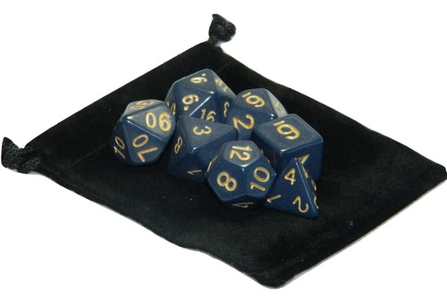 Wiz Dice Dreamless Night RPG Würfel Set – 7 Polyedrische Würfel In Dunkelblau/gold Mit Displaybox