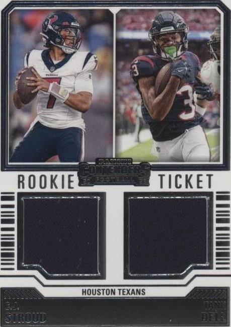 2023 Panini Contenders - Rookie Ticket Dual Swatches #DS-2 C.J. Stroud, Tank Dell (MEM, RC)