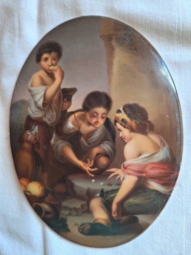 nach Murillo Porzellan Bild Lauscha Lichte Porzellanmaler Thüringen um 1900