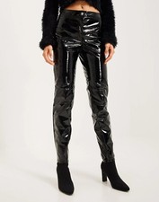 Noisy May vinyl shiny wet look trousers pants in black BNWT Medium uk 10