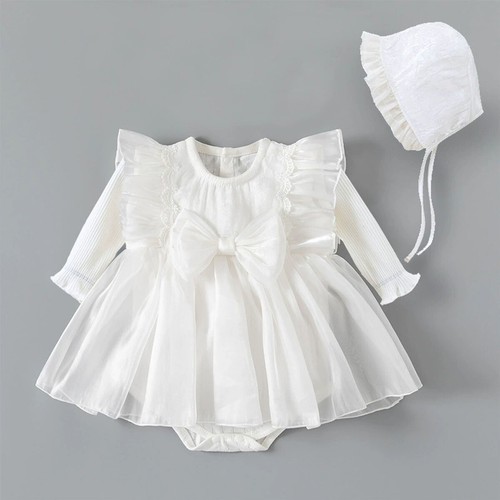 Spring 0-24M Children Clothes Baby Girl Romper Long Sleeved Newborn Jumpsuit+Hat - Picture 3 of 39