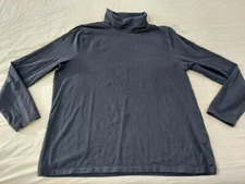 Womens Talbots Turtle Neck Shirt 2X Black Cotton Long Sleeve