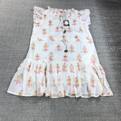 New Oliphant Dress Womens Small Cinched Flirty Leela Peach Lined 1149V White a55 - Picture 2 of 9