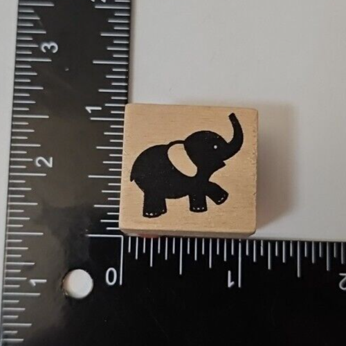 Elephant Rubber Stamp Wood Mount Mini Small Scrapbooking Crafting Animal Cartoon