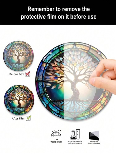 Lebensbaum Traumfänger rund bemalt Acryl Wandbild Deko 15 cm x 15 cm - Bild 3 von 7