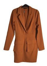 PRETTYLITTLETHING X Maya Jama Collection Rust Collared Dress Size - UK8