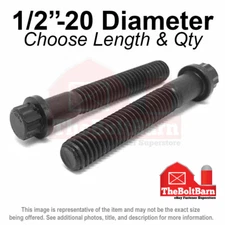 1/2"-20 FINE 12-Point Flange Screws Alloy Steel Black (Pick Length & Qty)