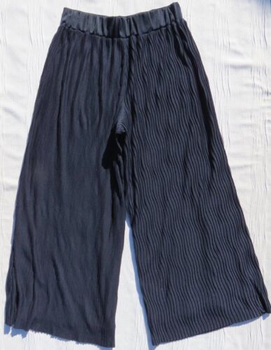 Pantalones al tobillo ANTHROPOLOGIE US para mujer 8 M azul marino plisados tiro alto pierna ancha - Imagen 2 de 5