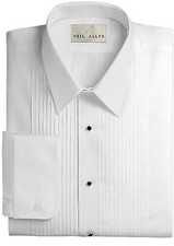 Neil Allyn Women's Laydown Collar Tux Shirt with 1/4" Pleats and Barrel Cuffs