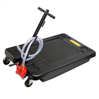 IRONMAX 17 Gallon Low Profile Portable Truck Car Oil Drain Pan With Pump 8' Hose