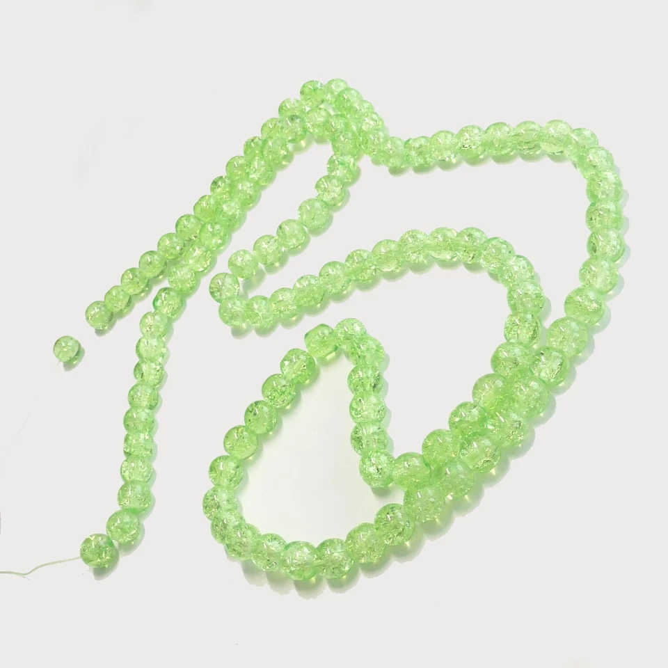 Glasperlen Crackle rund 8 mm peridot grün hell ca.110 Perlen Spacer nenad-design - Bild 3 von 4
