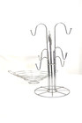 STYLISH 8 CUP  MUG TREE CHROME WIRE STAND HOLDER WITH MATCHING WIRE FRUIT BOWL