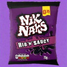 Nik Naks Rib N Saucy Flavour Snack 20 x 75g Bags  Full Box